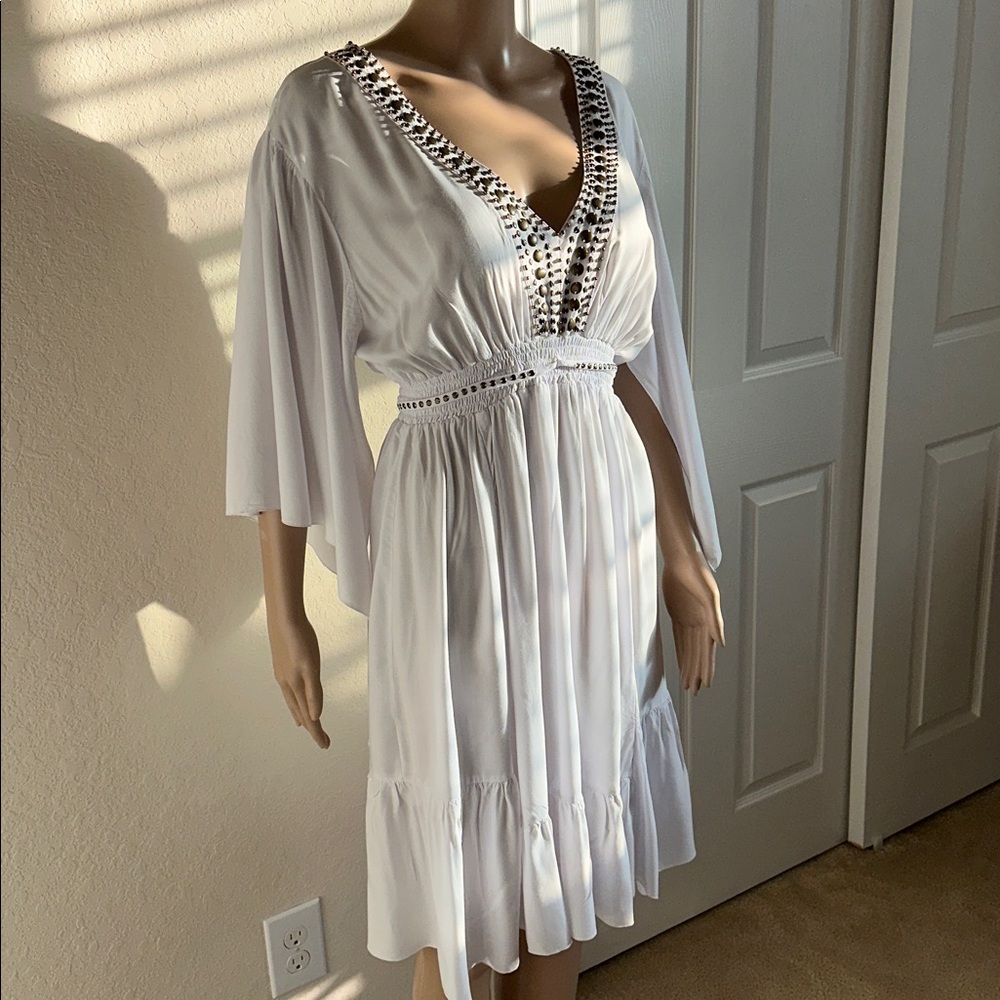 Back from Bali Elegant White Swim Cover-Up Size Large. - Picture 2 of 15